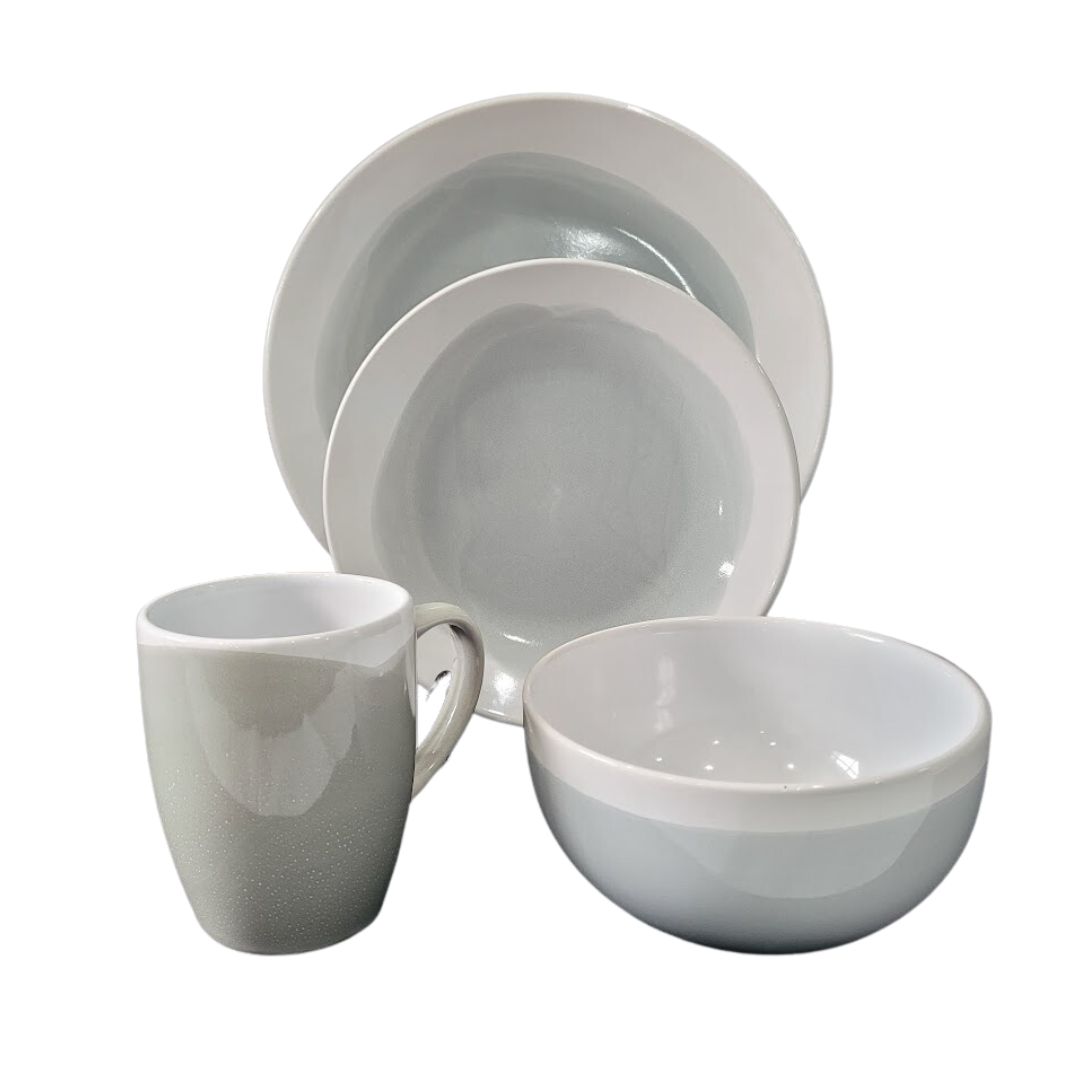 16PC DINNER SET WHITE & GREY