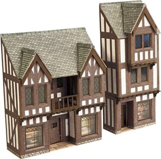 Metcalfe N Scale Low Relief Timber Framed Shops Kit PN190