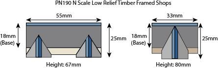 Metcalfe N Scale Low Relief Timber Framed Shops Kit PN190