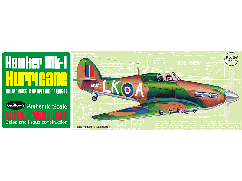 Guillows Hawker Hurricane MK-1 Rubber Powered Flying Model