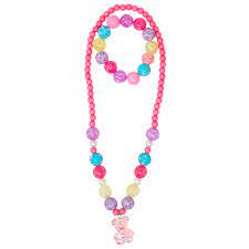 Pink Poppy Gummu Bear Necklace and Bracelet Set