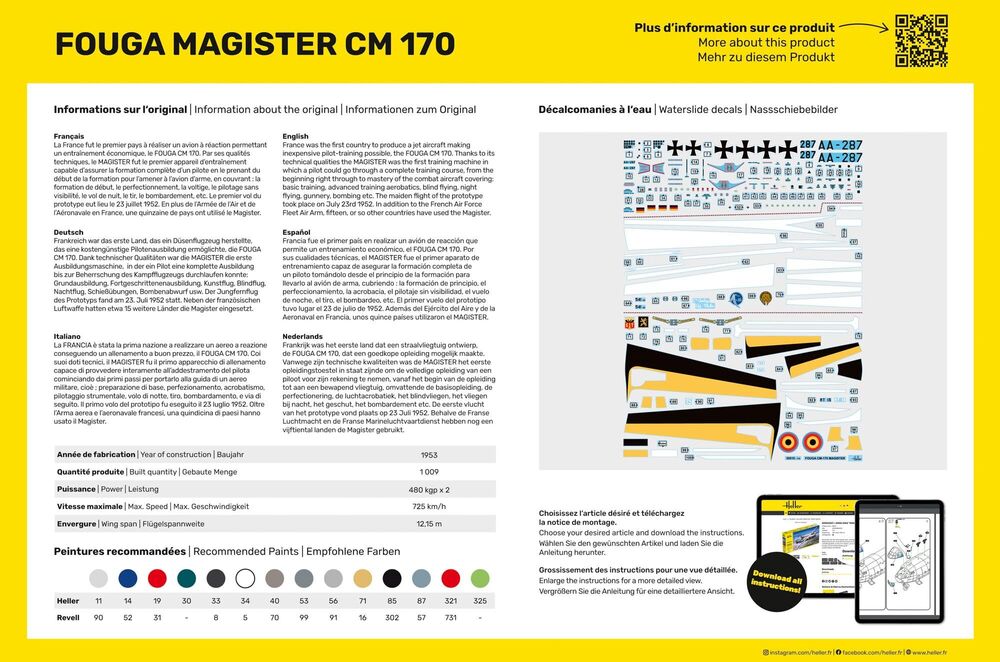 Heller 1/48 Starter Kit Fouga Magister