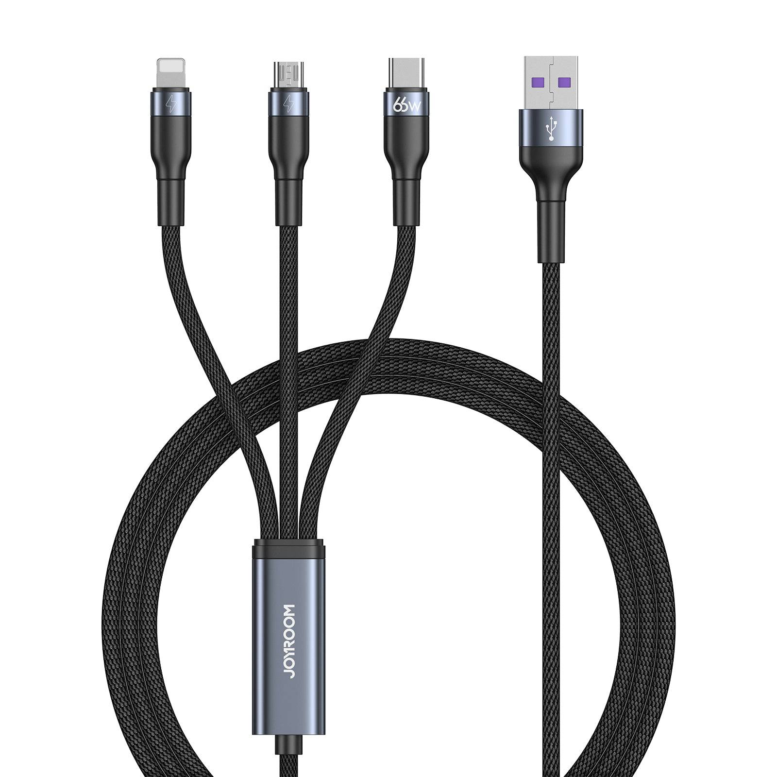 3-in-1 Lightning+Type-C+Micro Charging Cable 3.5A 1.2M