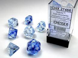 Polyhedral Dice Set Nebula Dark Blue / White CHX27466