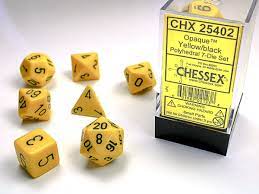 Polyhedral Dice Opaque Yellow/Black CHX25402