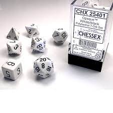 Polyhedral Dice Opaque White/Black CHX25401