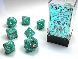 Polyhedral Dice Marble Oxi-Copper/White CHX27403