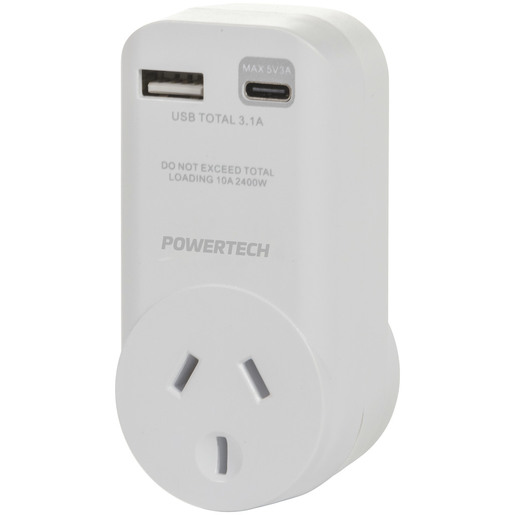 USB A+C Charger with Mains Socket