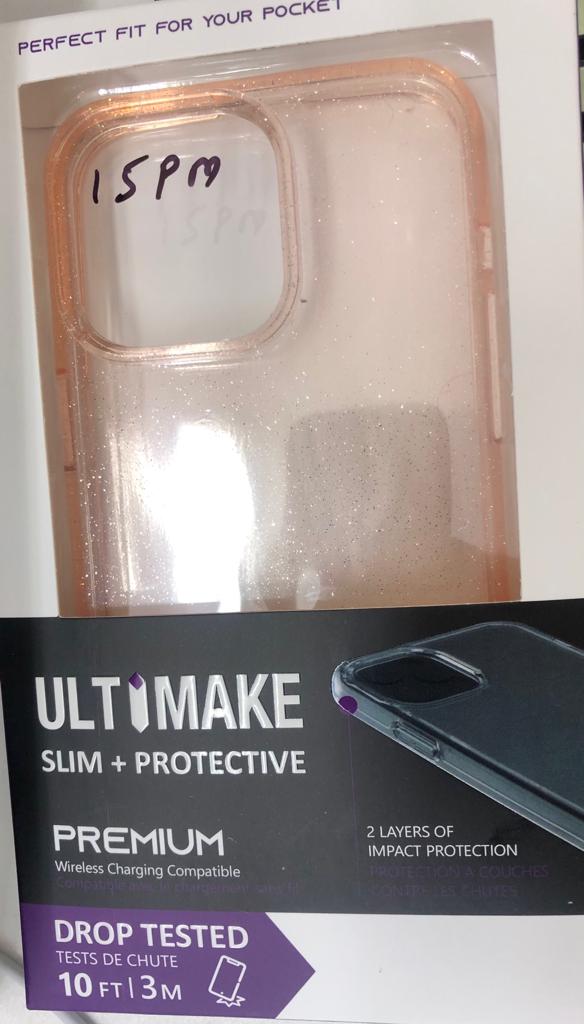 iPhone15 PRO MAX ORANGE GLITTERY HARD CASE