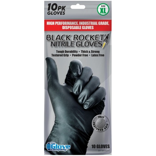 Black Rocket Nitrile Gloves Extra Large PK10