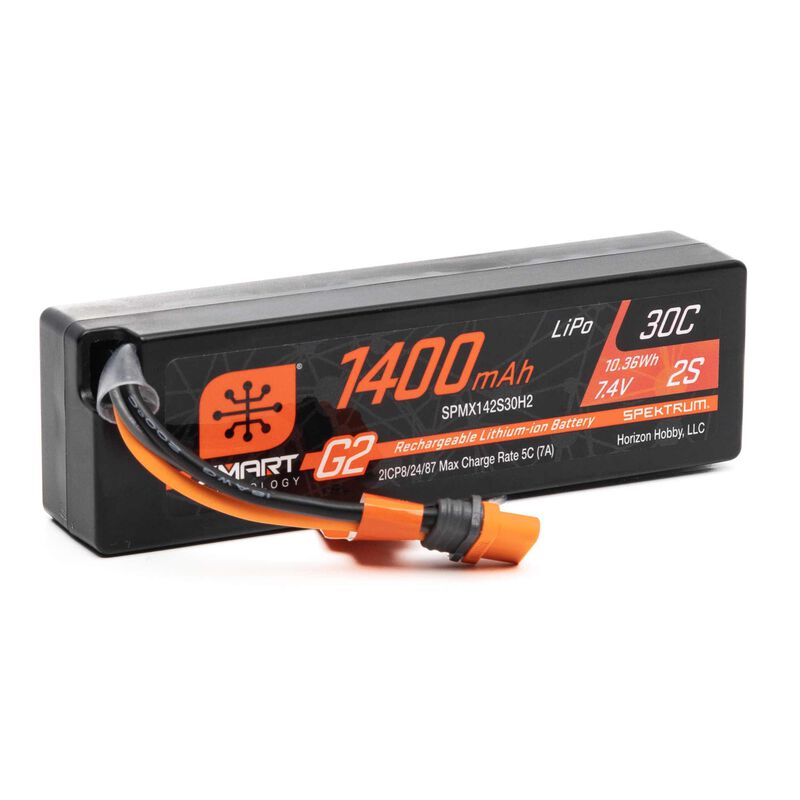 Spektrum 2S 7.4V  1400mAh 30C Smart G2 with IC2 (Fits GROM)