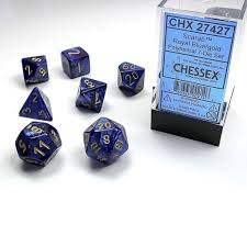 Polyhedral Dice Set Scarab Royal Blue w/Gold CHX27427