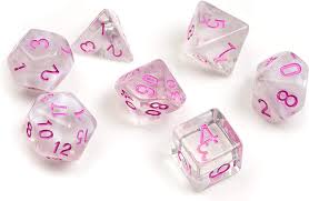 Sirius Dice Set White Cloud and Pink Ink