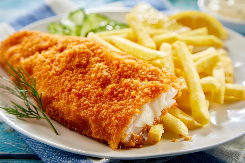 Fish (steamed snapper fillets Breaded - 5 pieces) and Chips