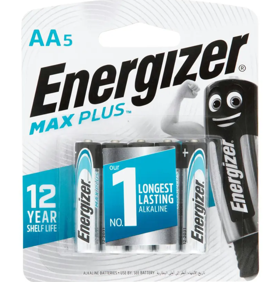 Five Pack 1.5V Energizer Max Plus AA Batteries