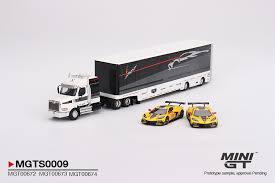 Mini GT 1:64 Corvette Racing C8.R Racing Transporter Set