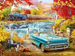 A Road Less Travelled -  Steam Train in Fall   1000 pc Puzzle