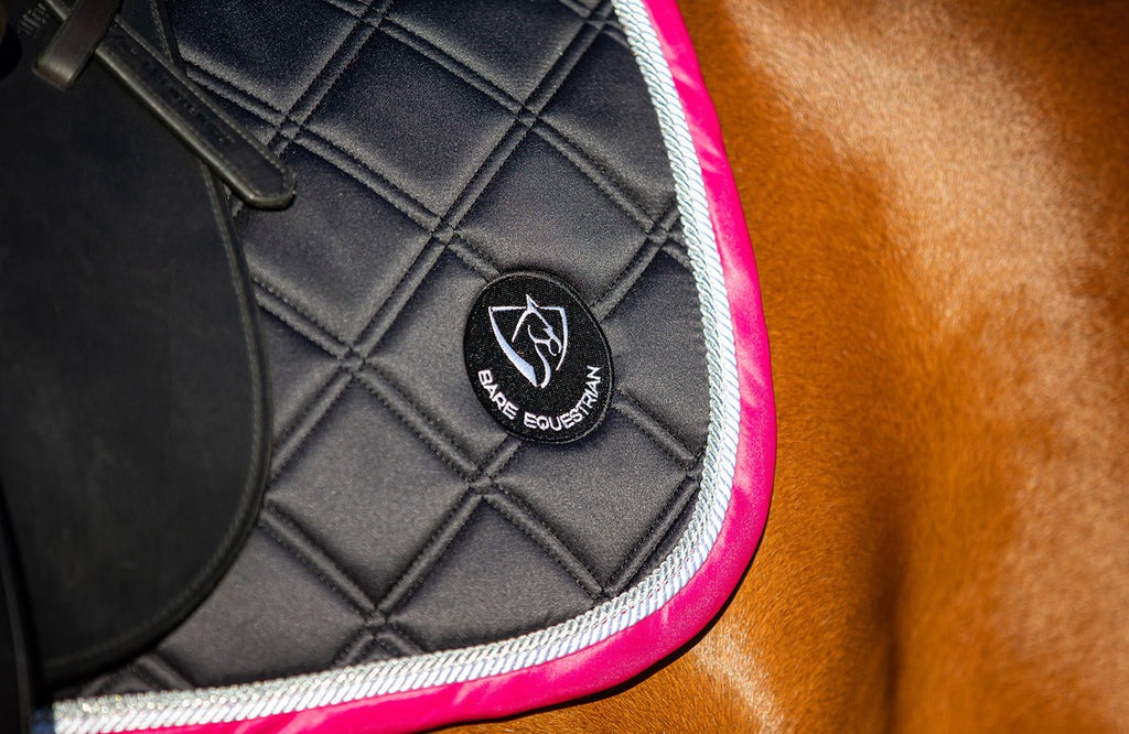 Bare Equestrian Saddle Blanket Black/Pink - Cob