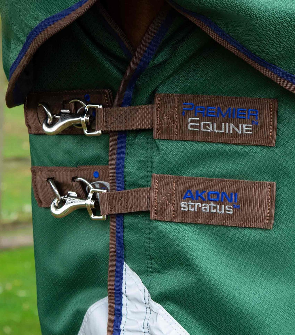 Premier Equine Akoni 0g Turnout Rug Green with Classic Neck Rug - NZ 5'3"