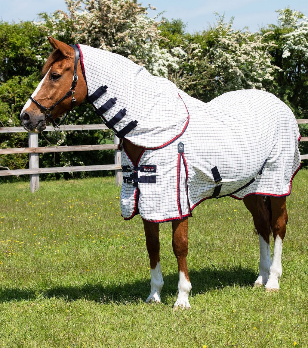 Premier Equine Combo Cotton Sheet Red Check NZ 4'9"