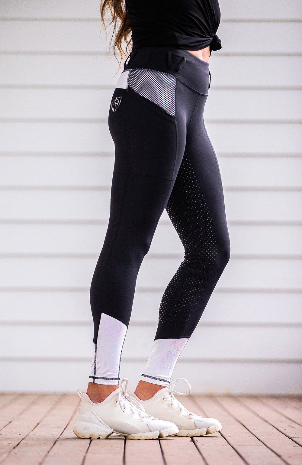 Bare Equestrian Performance Tights Black Unicorn - Size 6-8