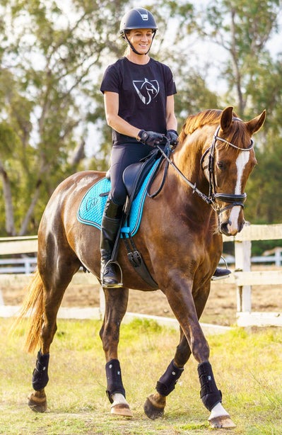 Bare Equestrian Diamond Series Logo T-Shirt Ladies Black - XS