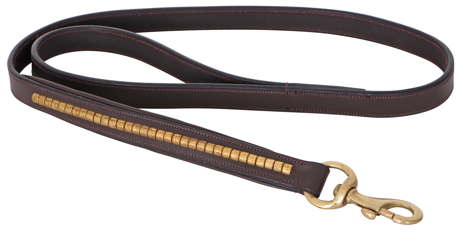 Cavallino Brown/Brass Clincher Leather Dog Lead