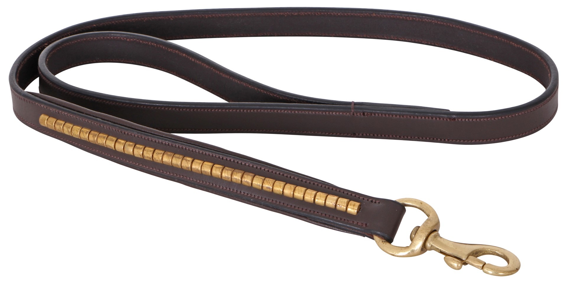 Cavallino Brass Leather Dog Lead Brown