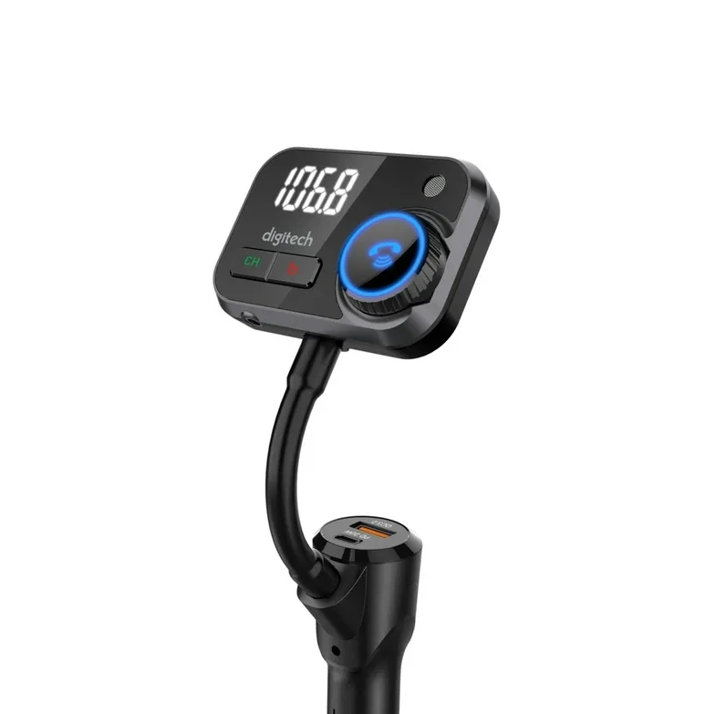 Digitech FM Transmitter with Bluetooth, USB Type-C Power Delivery 20W and Quick Charge 3.0 USB