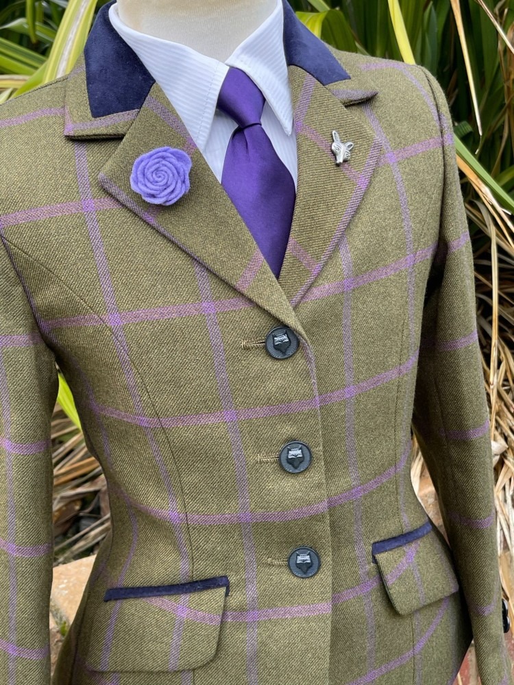 LP Design Show Jacket Child Olive/Purple check - Size 10