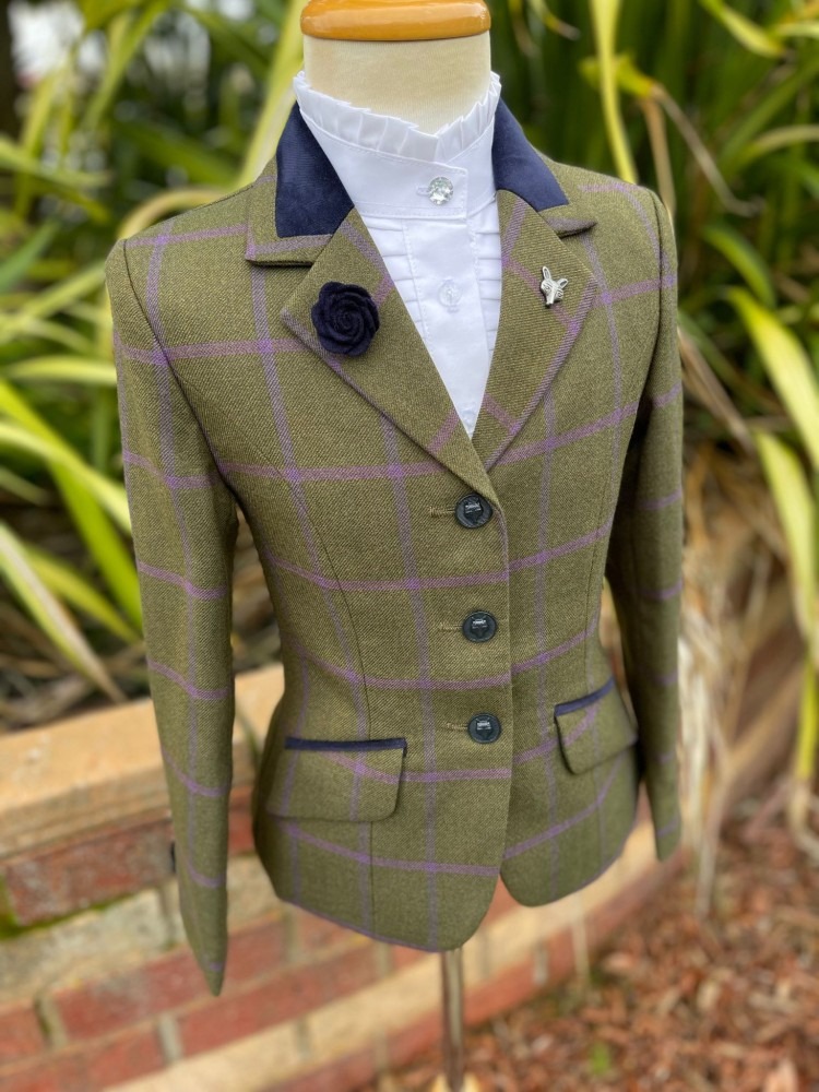 LP Design Show Jacket Child Olive/Purple check - Size 10