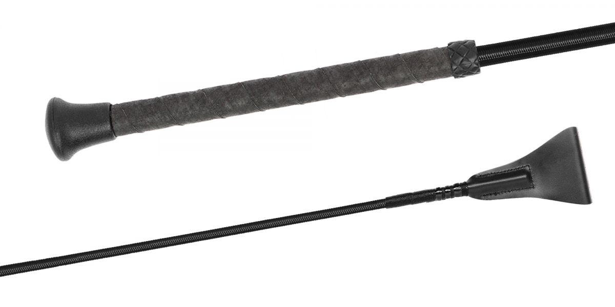 Fleck Wrapped Grip Riding Whip 45cm - Black