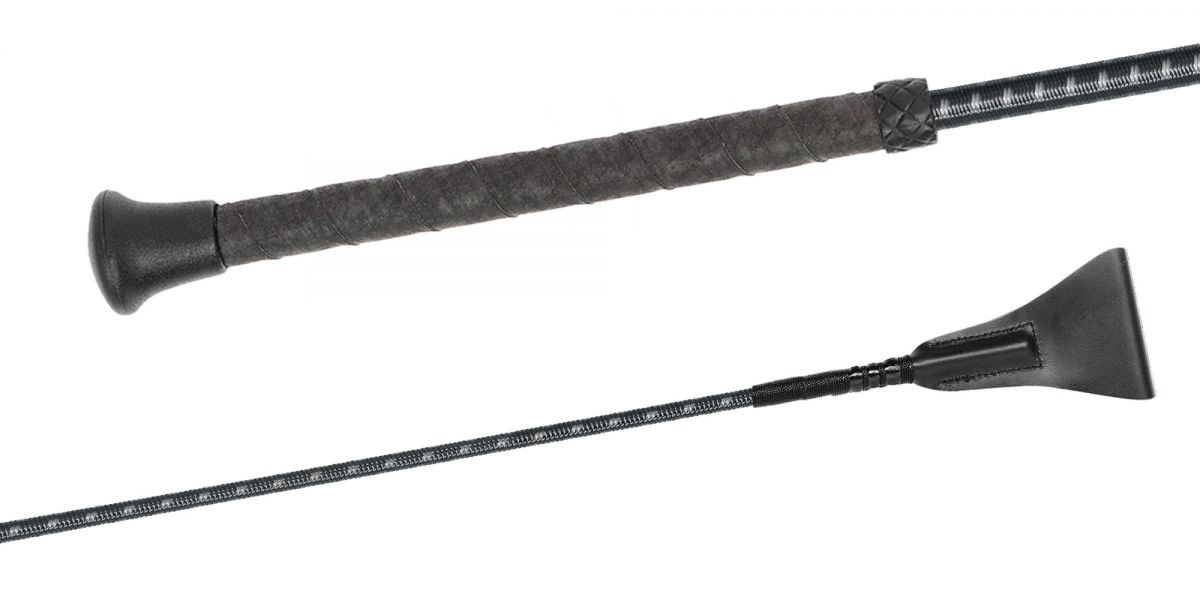 Fleck Wrapped Grip Riding Whip 45cm - Grey