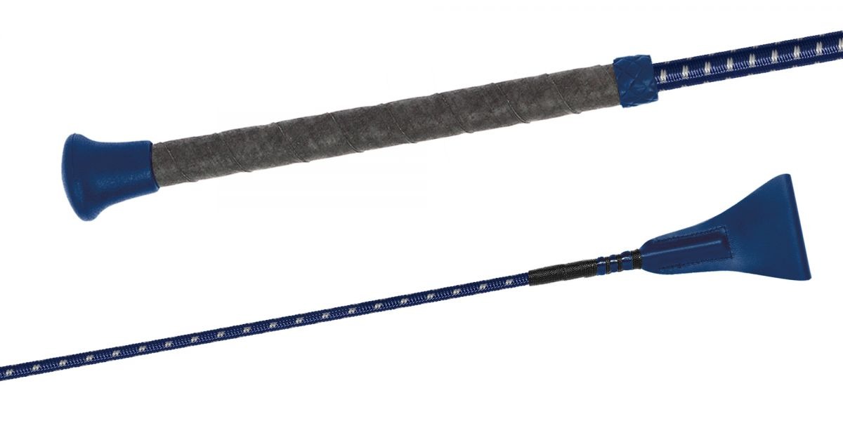 Fleck Wrapped Grip Riding Whip 45cm - Navy