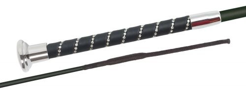 Fleck Dressage Silk Touch Whip Crystal 110cm - Black