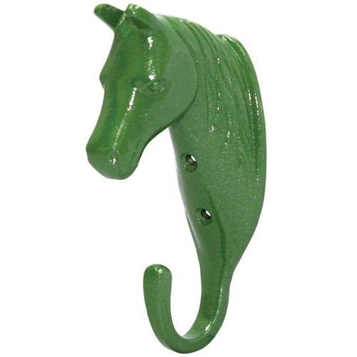 Perry Equestrian Horse Head Hook - Green