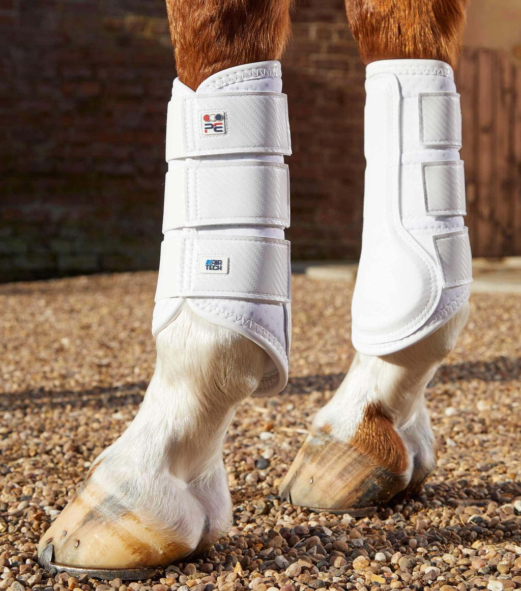 Premier Equine Carbon Air-Tech Single Locking Brushing Boots - White M