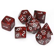 Polyhedral Dice Set Speckled Silver Volcano.