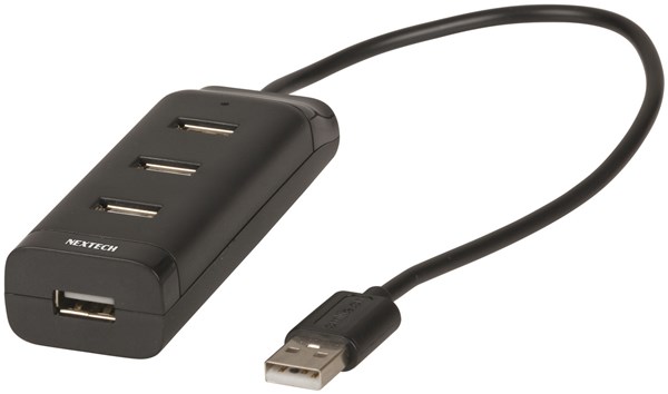 USB 3.0 4 Port Mini Hub with USB-C Black