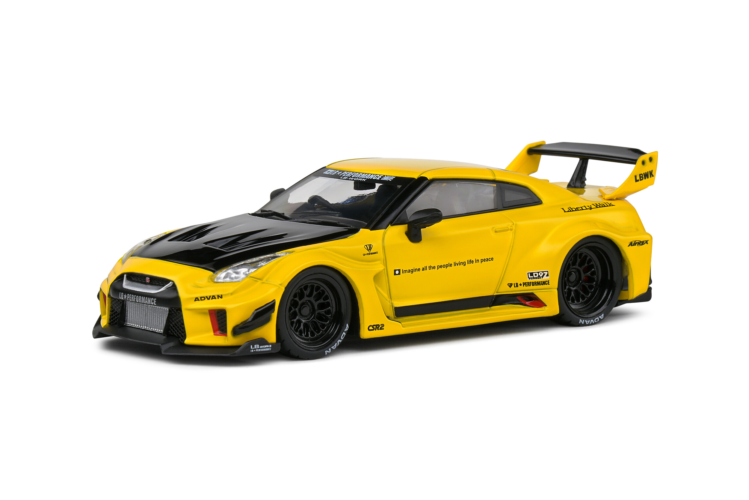 Solido 1:43 Nissa GT-R(R35) yellow with black bonnet - LBWK