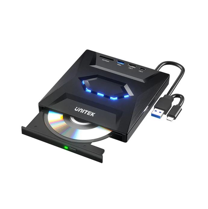 UNITEK 5-in-1 External Optical Drive with USB Hub.