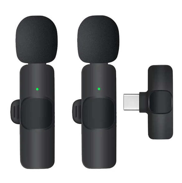 Dual Plug-Play Wireless Lavalier Microphones for Type-C Ports