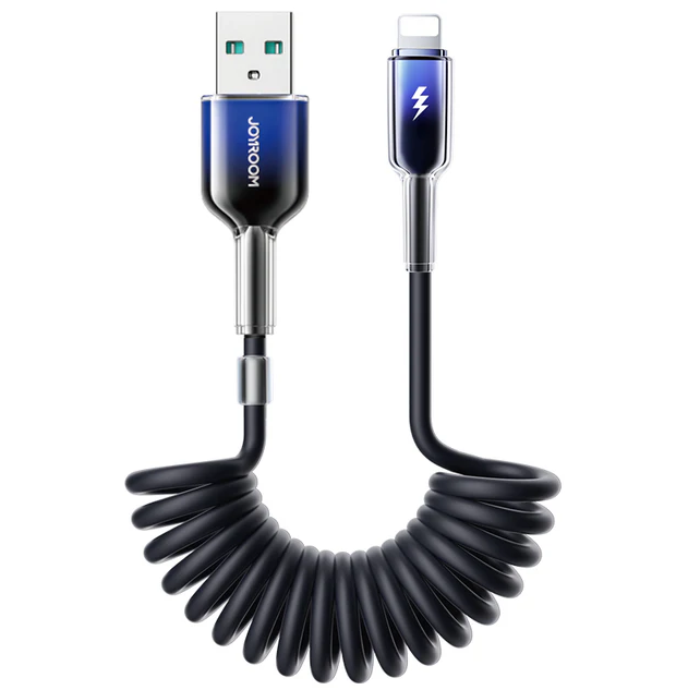 JOYROOM Crystal-Clear Series 3A USB A - Lightning Coiled Fast Charging Data Cable 1.5M