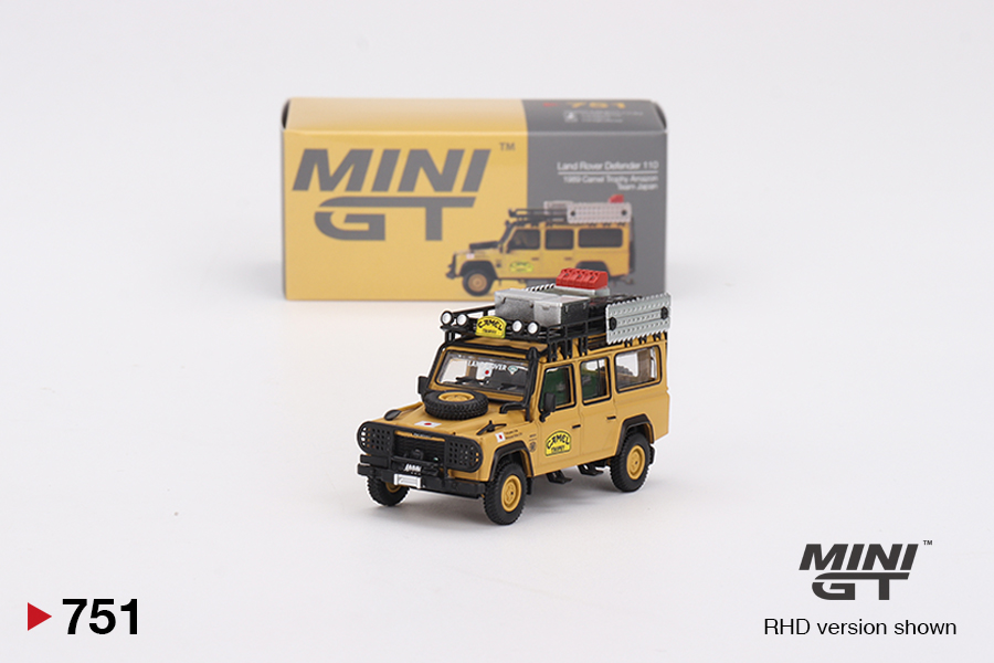 Mini GT 1:64 Land Rover Defender 110 1989 Camel Trophy Amazon Team Japan