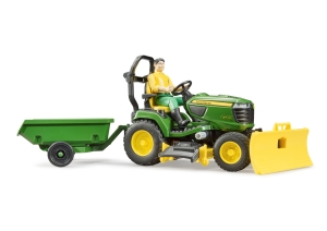 Bruder 62104 John Deere Lawn Tractor with Trailer and gardener