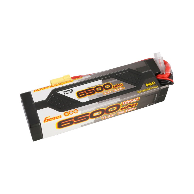 Gens Ace Advanced 6500mAh 11.4V 100C 3S1P HardCase Lipo Battery Pack 60# with EC5 Plug