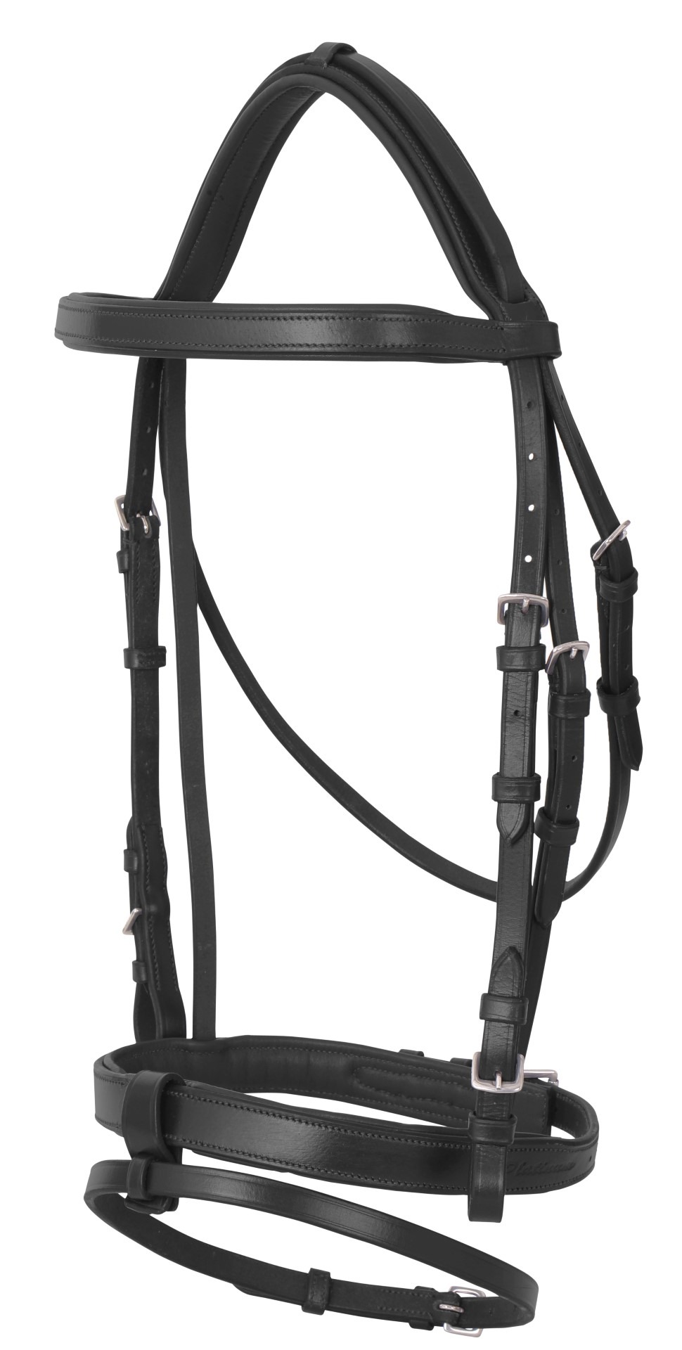 Platinum Padded Flat Hanoverian Bridle Small Pony Black