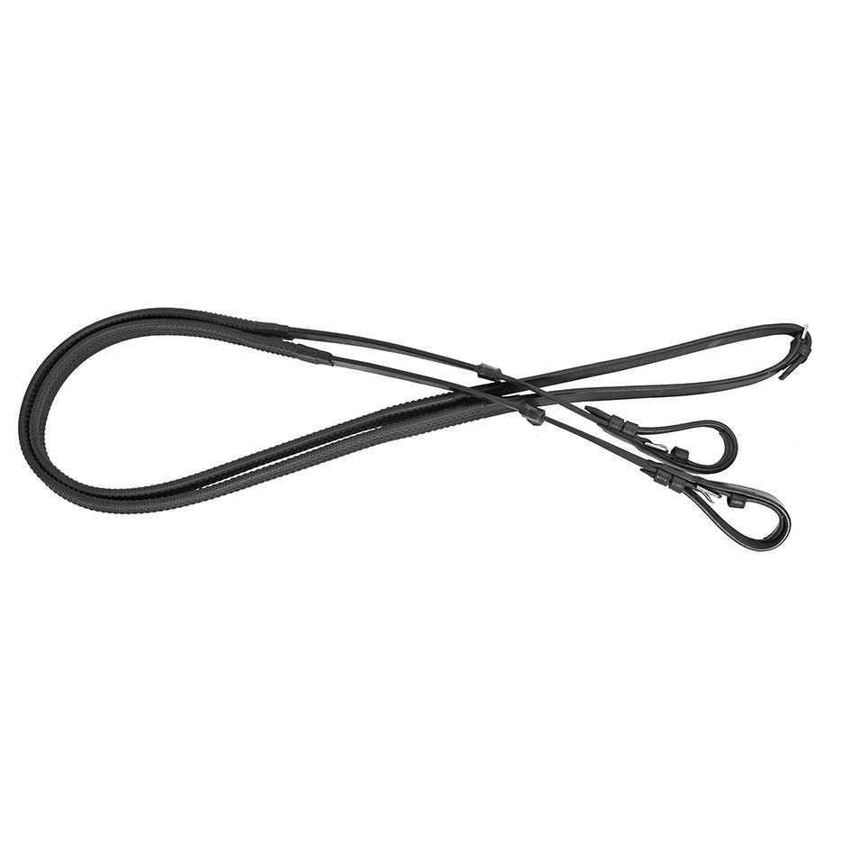 Platinum Rubber Grip Reins Black Hack