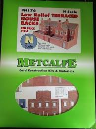 Metcalfe N Scale  Low Relief Terraced House Backs  Red Brick Style  PN176