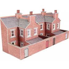 Metcalfe N Scale  Low Relief Terraced House Backs  Red Brick Style  PN176